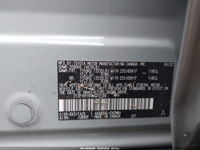 Продаж на аукціоні авто 2022 Toyota Rav4 Xle, vin: 2T3P1RFV0NW270190, номер лоту: 46064989