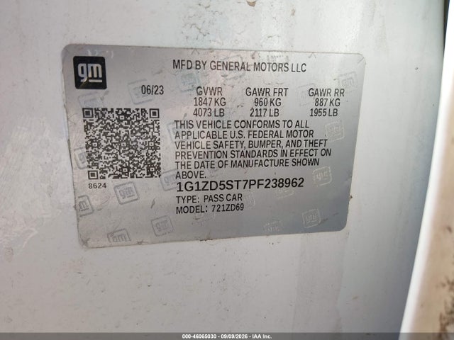 Продажа на аукционе авто 2023 Chevrolet Malibu Fwd 1lt, vin: 1G1ZD5ST7PF238962, номер лота: 46065030