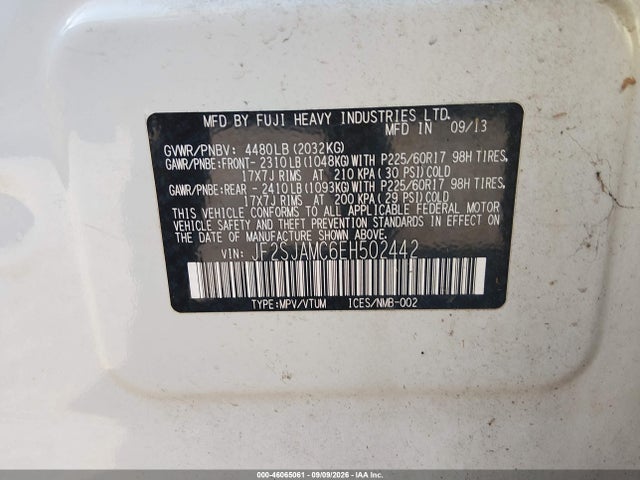 Aukcja sprzedaży 2014 Subaru Forester 2.5i Touring, vin: JF2SJAMC6EH502442, numer aukcji: 46065061