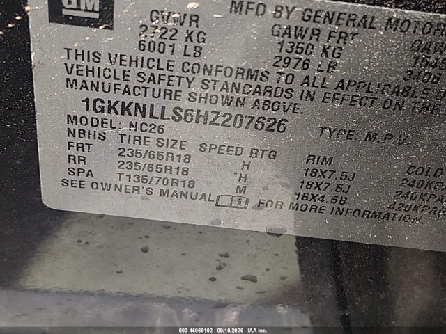 Aukcja sprzedaży 2017 Gmc Acadia Sle-2, vin: 1GKKNLLS6HZ207626, numer aukcji: 46065102