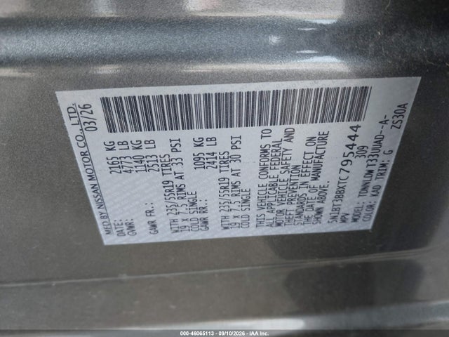 Aukcja sprzedaży 2026 Nissan Rogue Dark Armor, vin: 5N1BT3BBXTC795444, numer aukcji: 46065113