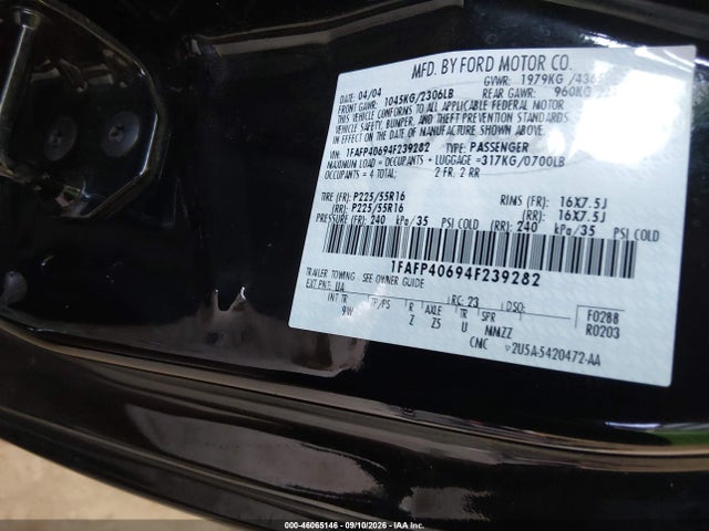 Продаж на аукціоні авто 2004 Ford Mustang, vin: 1FAFP40694F239282, номер лоту: 46065146