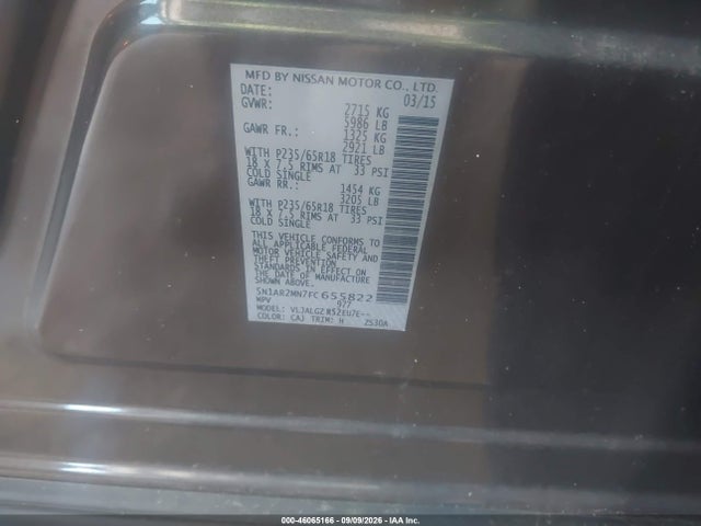 Aukcja sprzedaży 2015 Nissan Pathfinder Sl, vin: 5N1AR2MN7FC655822, numer aukcji: 46065166