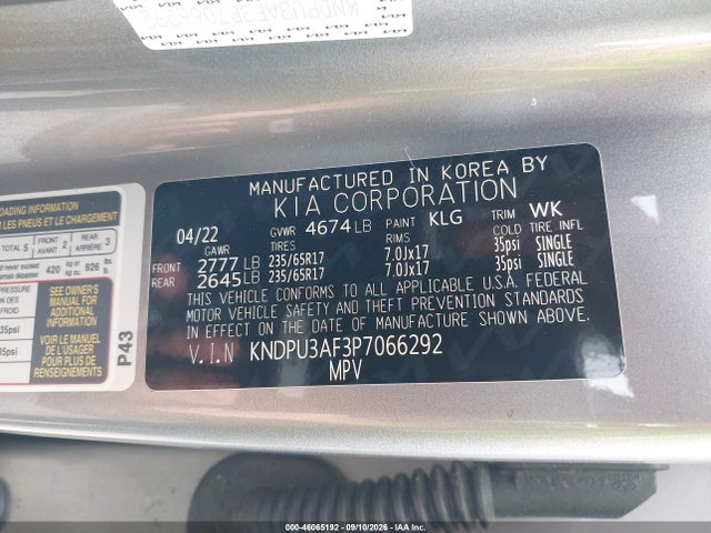 Продаж на аукціоні авто 2023 Kia Sportage Lx, vin: KNDPU3AF3P7066292, номер лоту: 46065192