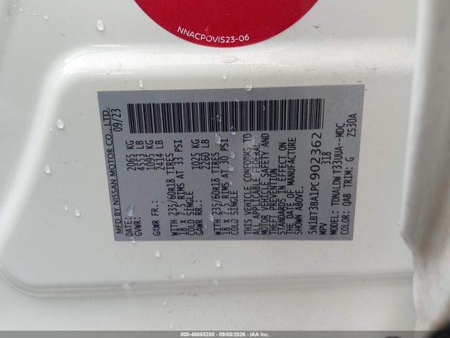 46065200 :رقم المزاد ، 5N1BT3BA1PC902362 vin ، 2023 Nissan Rogue Sv Fwd مزاد بيع