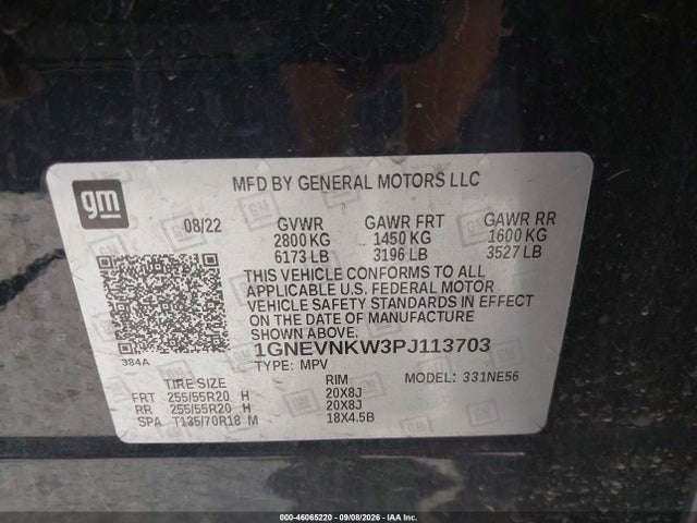 Aukcja sprzedaży 2023 Chevrolet Traverse Awd High Country, vin: 1GNEVNKW3PJ113703, numer aukcji: 46065220