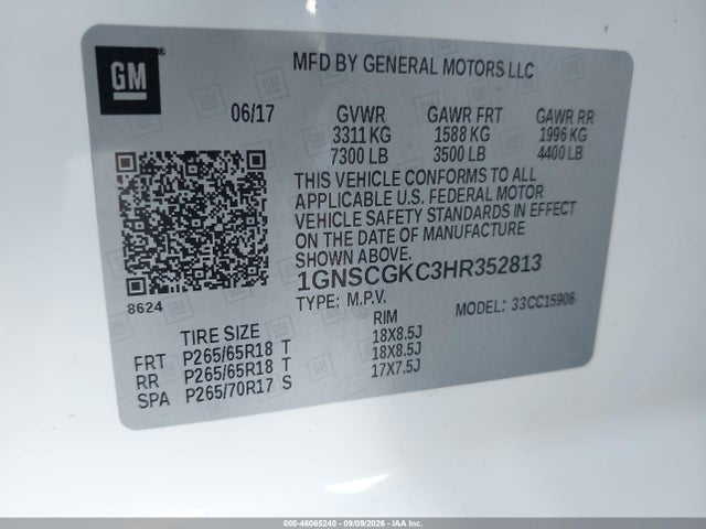 Chevrolet Suburban Ls 2017 1GNSCGKC3HR352813 Image 9