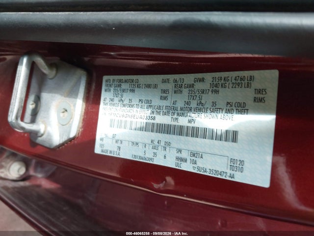 Продаж на аукціоні авто 2014 Ford Escape Se, vin: 1FMCU9GX6EUA03358, номер лоту: 46065258