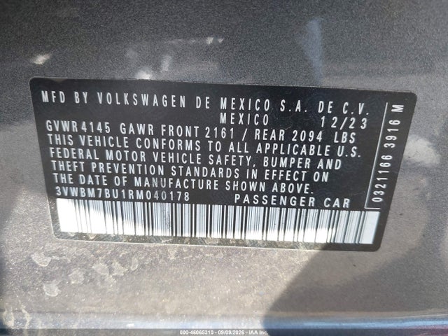Продаж на аукціоні авто 2024 Volkswagen Jetta 1.5t Sport, vin: 3VWBM7BU1RM040178, номер лоту: 46065310