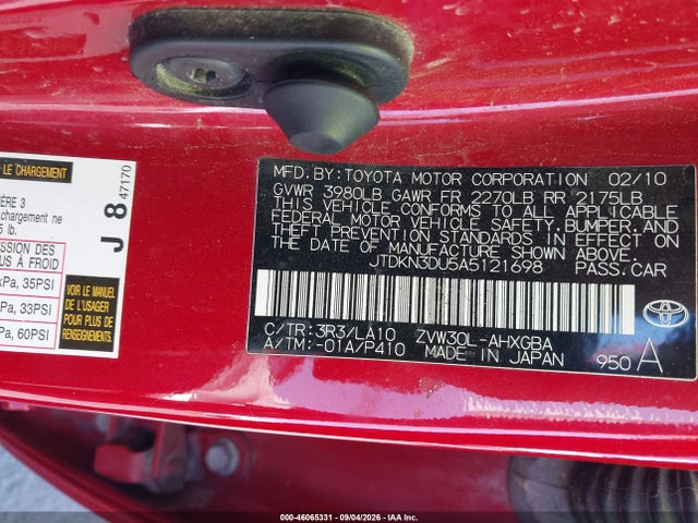 Aukcja sprzedaży 2010 Toyota Prius Iv, vin: JTDKN3DU5A5121698, numer aukcji: 46065331