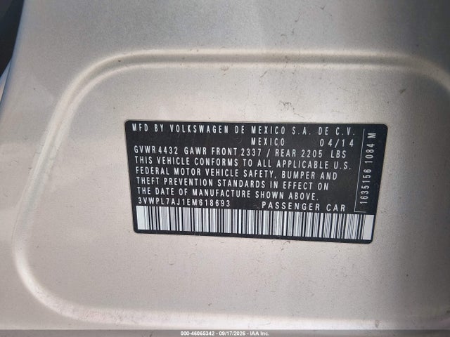 Aukcja sprzedaży 2014 Volkswagen Jetta Sportwagen 2.0l Tdi, vin: 3VWPL7AJ1EM618693, numer aukcji: 46065342