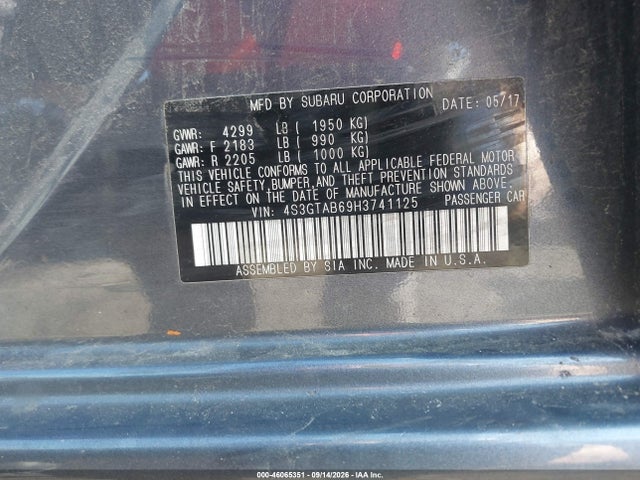 46065351 :رقم المزاد ، 4S3GTAB69H3741125 vin ، 2017 Subaru Impreza 2.0i Premium مزاد بيع