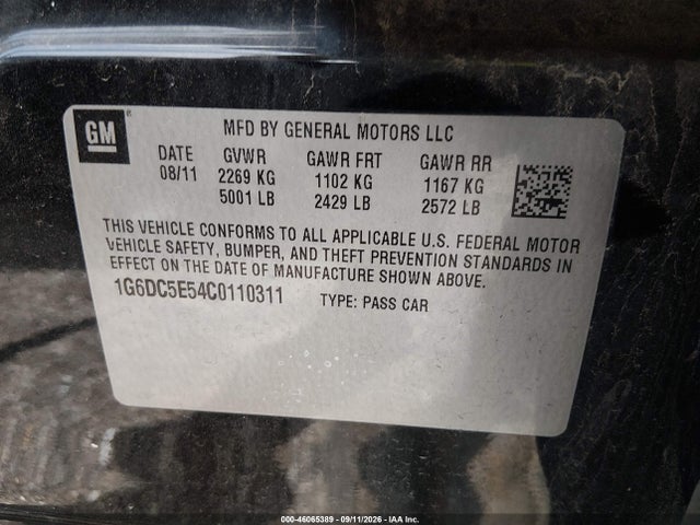Aukcja sprzedaży 2012 Cadillac Cts Standard, vin: 1G6DC5E54C0110311, numer aukcji: 46065389
