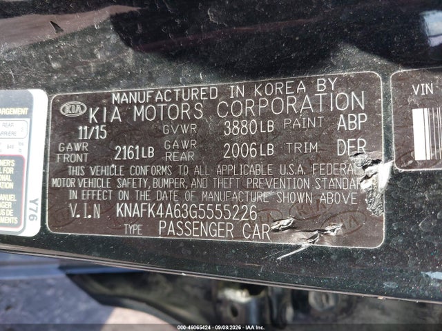 Aukcja sprzedaży 2016 Kia Forte Lx, vin: KNAFK4A63G5555226, numer aukcji: 46065424