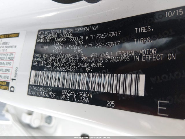 Toyota 4runner Sr5 Premium 2016 JTEBU5JR3G5294221 Image 9