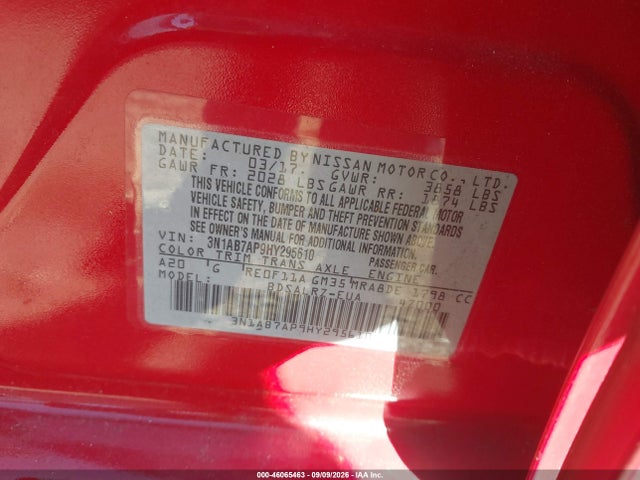 Продаж на аукціоні авто 2017 Nissan Sentra Sr, vin: 3N1AB7AP9HY295610, номер лоту: 46065463