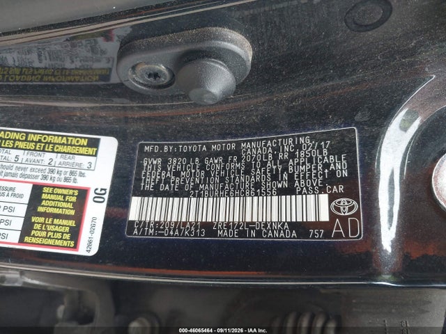 Продажа на аукционе авто 2017 Toyota Corolla Xle, vin: 2T1BURHE6HC861556, номер лота: 46065464
