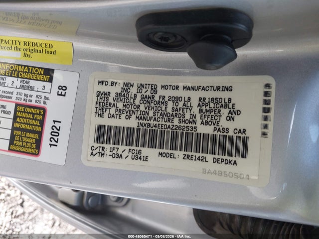 Продаж на аукціоні авто 2010 Toyota Corolla Le, vin: 1NXBU4EE0AZ262535, номер лоту: 46065471