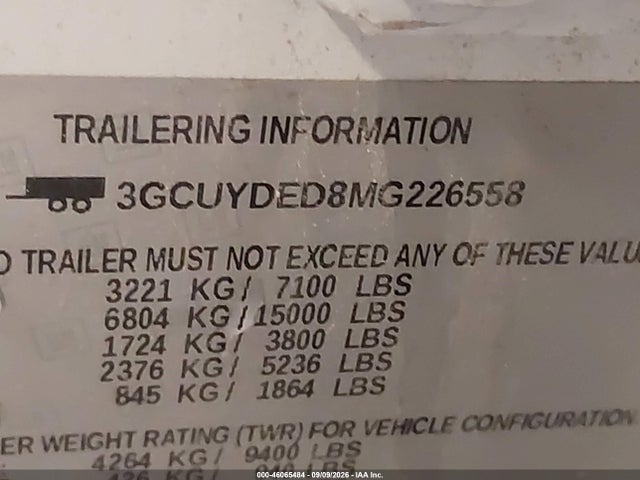 Aukcja sprzedaży 2021 Chevrolet Silverado 1500 4wd  Short Bed Lt, vin: 3GCUYDED8MG226558, numer aukcji: 46065484