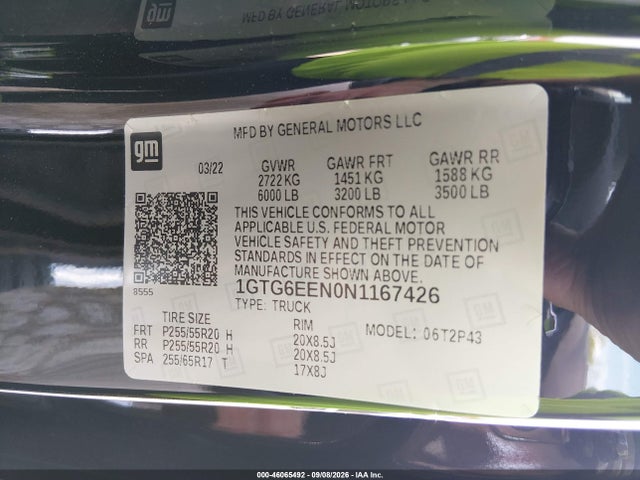 46065492 :رقم المزاد ، 1GTG6EEN0N1167426 vin ، 2022 Gmc Canyon 4wd  Short Box Denali مزاد بيع