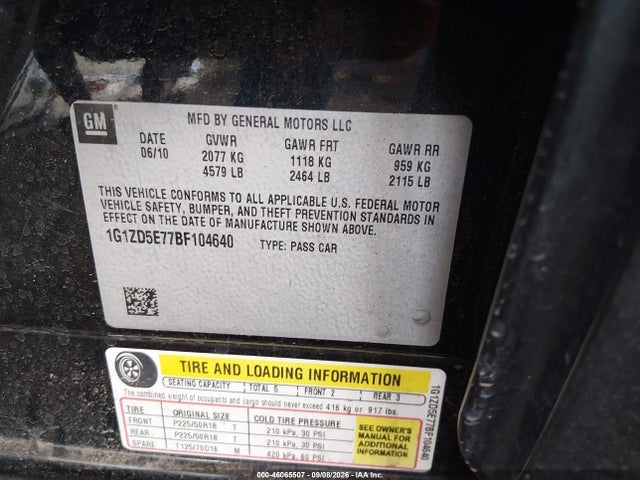 2011 Chevrolet Malibu 2lt მანქანა იყიდება აუქციონზე, vin: 1G1ZD5E77BF104640, აუქციონის ნომერი: 46065507