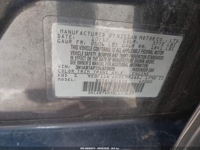 Продажа на аукционе авто 2013 Nissan Sentra Sv, vin: 3N1AB7AP7DL623629, номер лота: 46065570