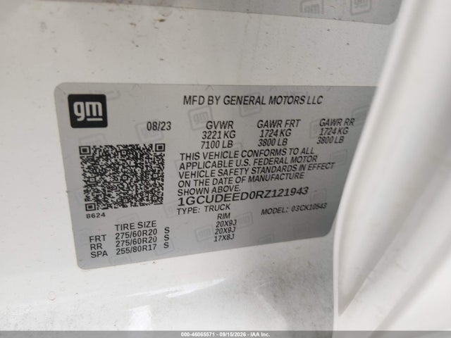 Продаж на аукціоні авто 2024 Chevrolet Silverado 1500 4wd  Short Bed Rst, vin: 1GCUDEED0RZ121943, номер лоту: 46065571