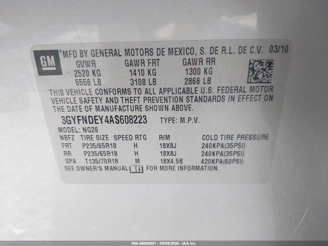 Продаж на аукціоні авто 2010 Cadillac Srx Luxury Collection, vin: 3GYFNDEY4AS608223, номер лоту: 46065601