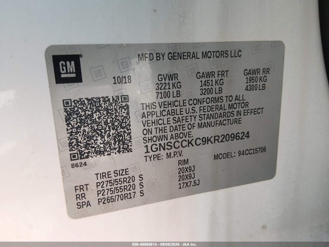 Chevrolet Tahoe Premier 2019 1GNSCCKC9KR209624 Image 9