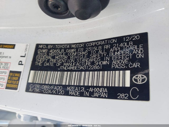 Toyota COROLLA SE 2021 JTND4MBE5M3122861 Image 9