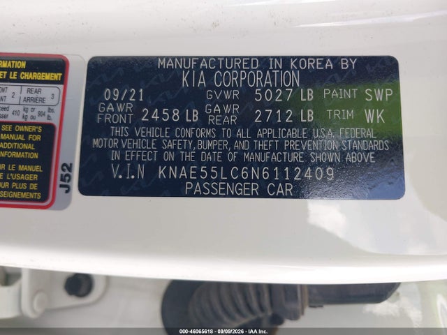 46065618 :رقم المزاد ، KNAE55LC6N6112409 vin ، 2022 Kia Stinger Gt2 مزاد بيع