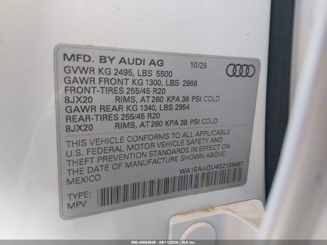 Aukcja sprzedaży 2025 Audi All-new Q5 Premium Plus Tfsi Quattro S Tronic, vin: WA1EAAGU4S2109497, numer aukcji: 46065649