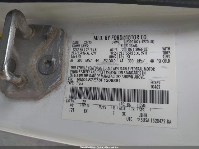Auction sale of the 2015 Ford Transit Connect Xl, vin: NM0LS7E78F1209881, lot number: 46065650