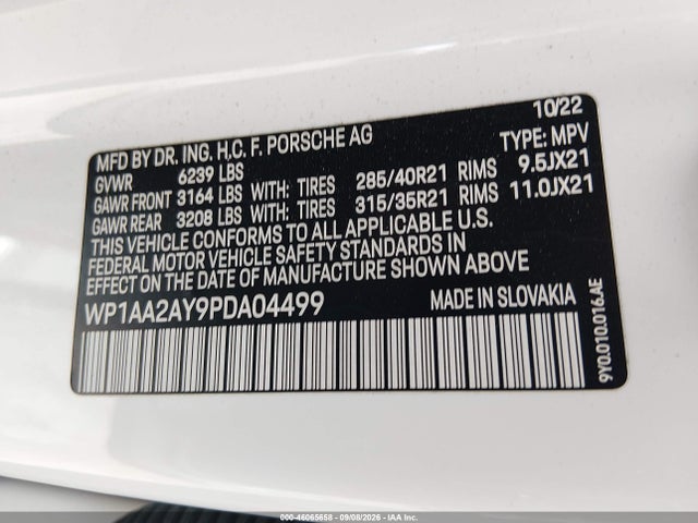 Aukcja sprzedaży 2023 Porsche Cayenne Platinum Edition, vin: WP1AA2AY9PDA04499, numer aukcji: 46065658