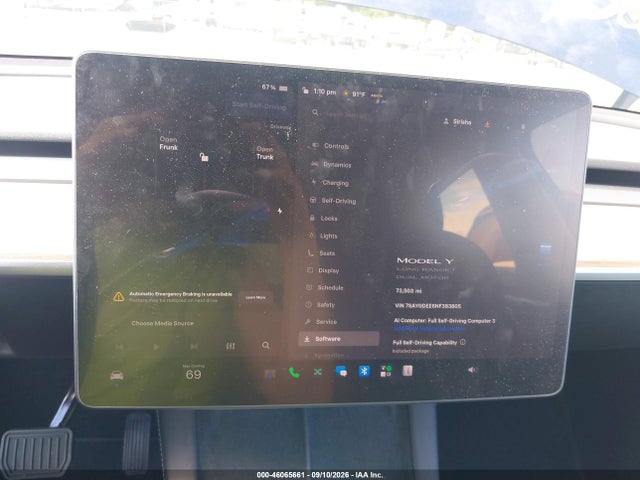46065661 :رقم المزاد ، 7SAYGDEE6NF383805 vin ، 2022 Tesla Model Y Long Range Dual Motor All-wheel Drive مزاد بيع