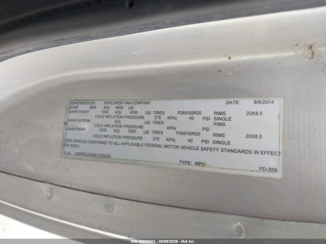 46065683 :رقم المزاد ، 1GBWGLCG4E1205424 vin ، 2014 Chevrolet Express 2500 Upfitter مزاد بيع
