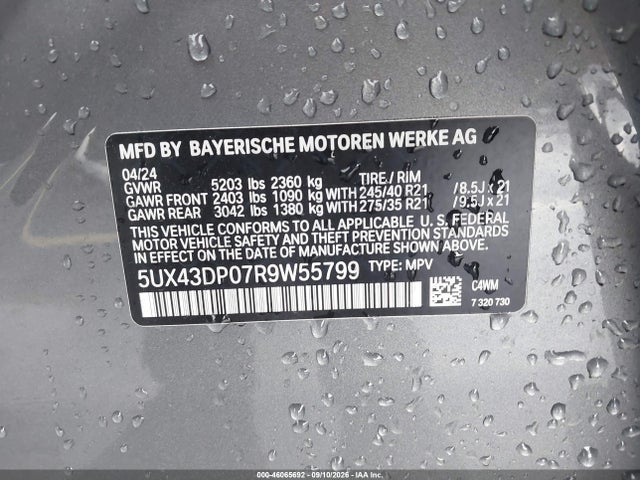 Продажа на аукционе авто 2024 Bmw X3 Sdrive30i, vin: 5UX43DP07R9W55799, номер лота: 46065692