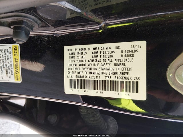 Aukcja sprzedaży 2015 Acura Tlx Tech, vin: 19UUB1F55FA020317, numer aukcji: 46065738