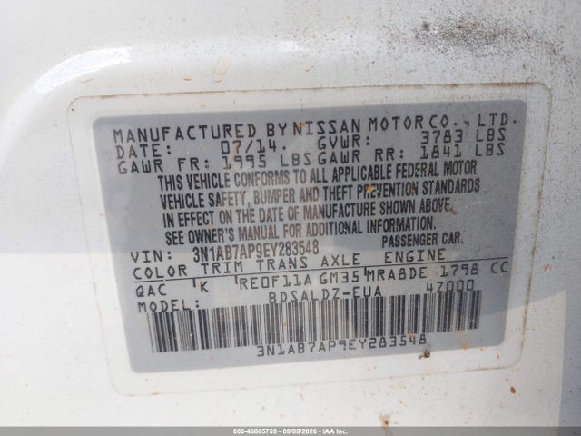 Nissan SENTRA SV 2014 3N1AB7AP9EY283548 Image 9