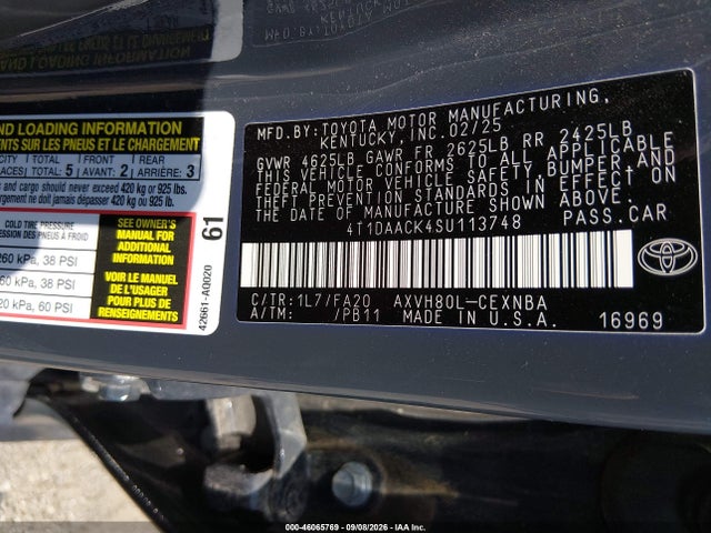 Toyota CAMRY LE 2025 4T1DAACK4SU113748 Image 9