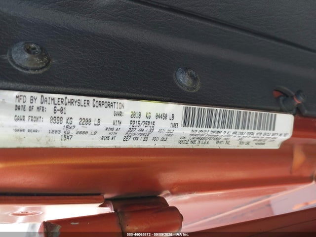 46065872 :رقم المزاد ، 1J4FA49SX1P374590 vin ، 2001 Jeep Wrangler Sport مزاد بيع