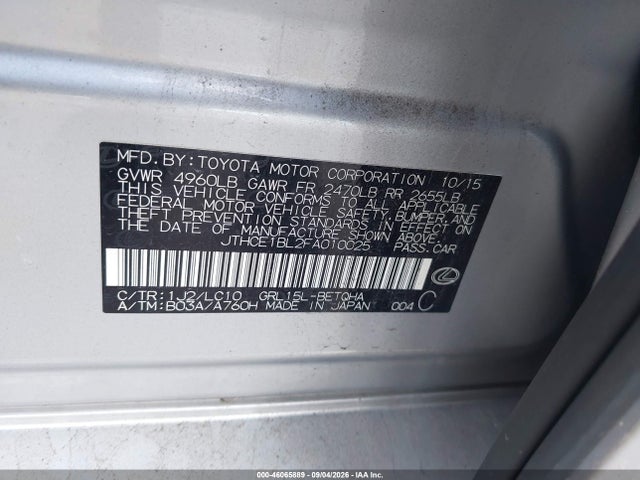Auction sale of the 2015 Lexus Gs 350, vin: JTHCE1BL2FA010025, lot number: 46065889