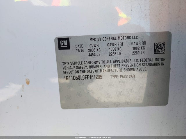 Chevrolet MALIBU 2LT 2015 1G11D5SL9FF161295 Image 9