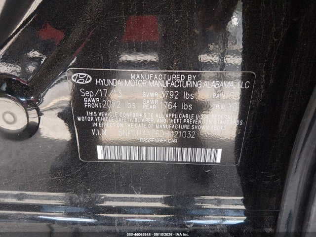 Продаж на аукціоні авто 2013 Hyundai Elantra Gls, vin: 5NPDH4AE6DH421032, номер лоту: 46065948