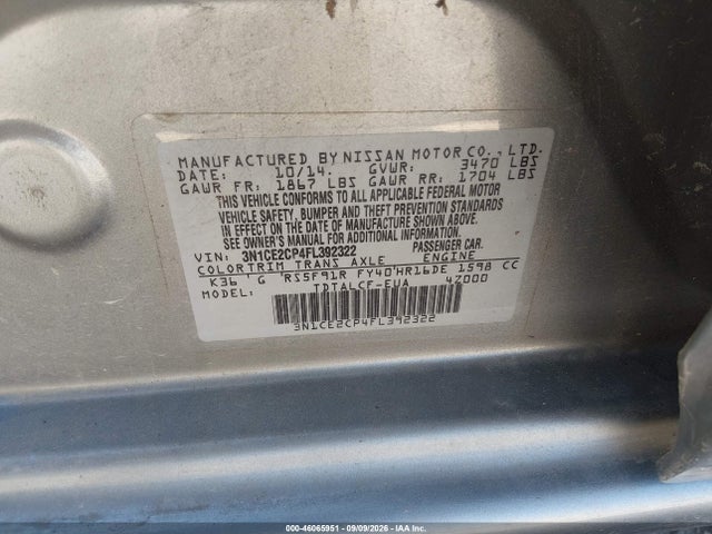 Aukcja sprzedaży 2015 Nissan Versa Note S (sr), vin: 3N1CE2CP4FL392322, numer aukcji: 46065951