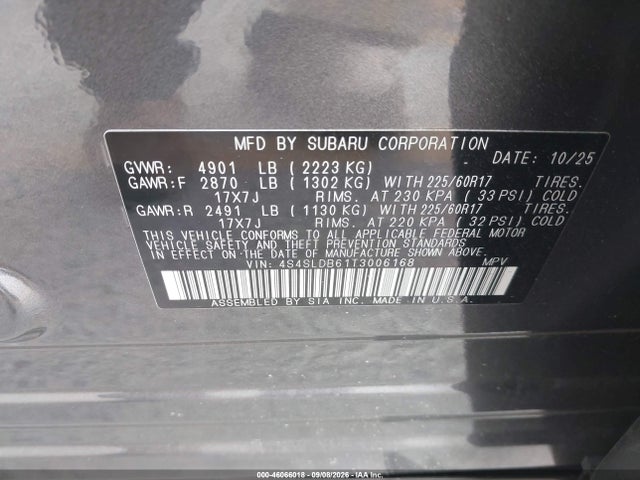 46066018 :رقم المزاد ، 4S4SLDB61T3006168 vin ، 2026 Subaru Forester Premium مزاد بيع