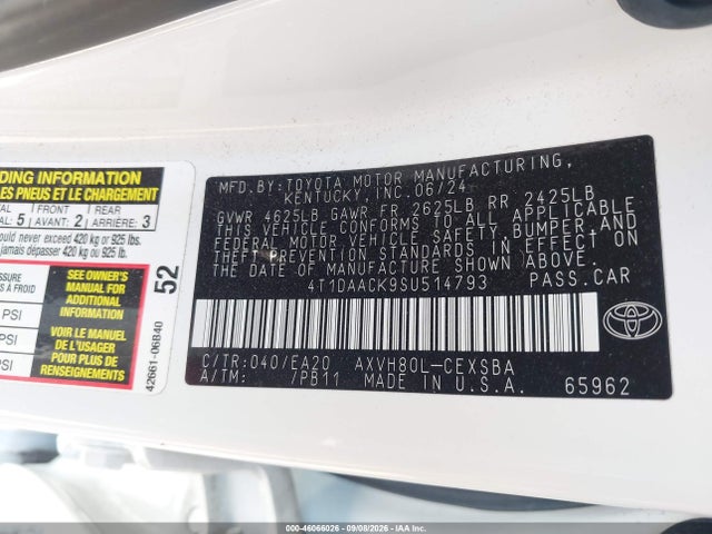Продаж на аукціоні авто 2025 Toyota Camry Se, vin: 4T1DAACK9SU514793, номер лоту: 46066026