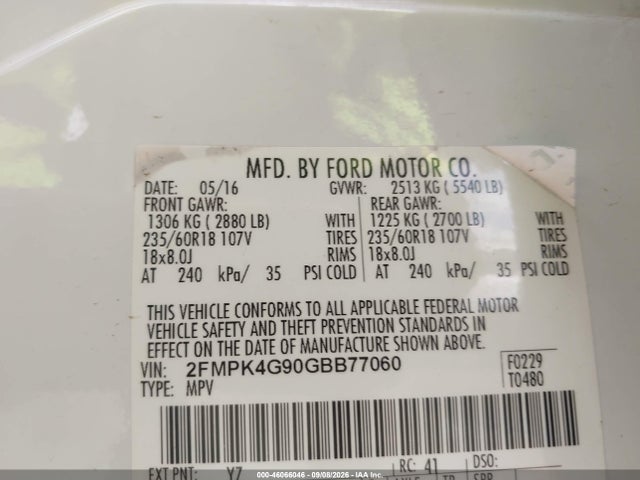 Ford EDGE SE 2016 2FMPK4G90GBB77060 Image 9