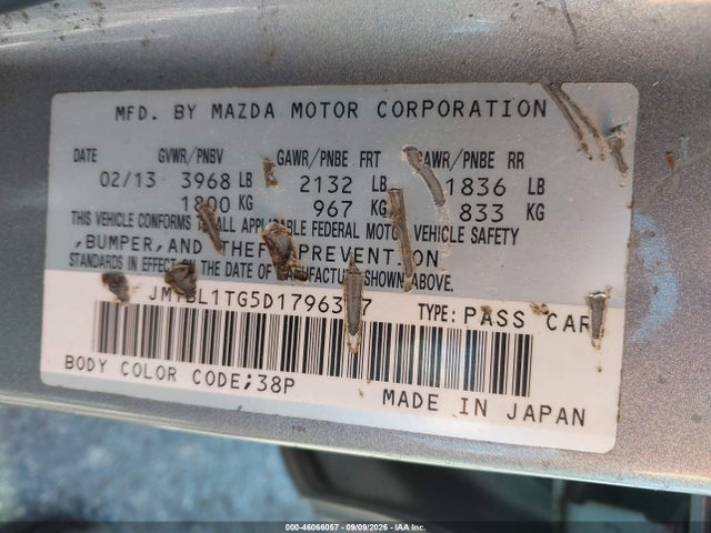 Продажа на аукционе авто 2013 Mazda Mazda3 I Sv, vin: JM1BL1TG5D1796307, номер лота: 46066057