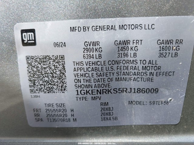 Aukcja sprzedaży 2024 Gmc Acadia Awd Denali, vin: 1GKENRKS5RJ186009, numer aukcji: 46066130